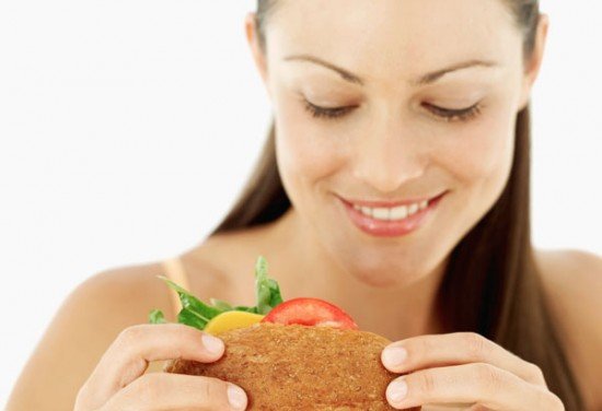 Woman Eating Happy