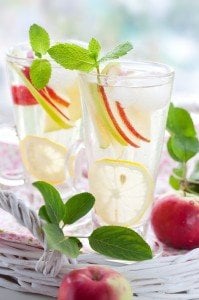 Sparkling Water with Lemon, Mint and Ice