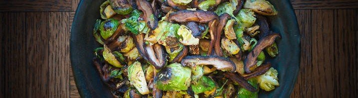 Pan Roasted Brussels Sprouts with Shiitakes and Smoked Paprika