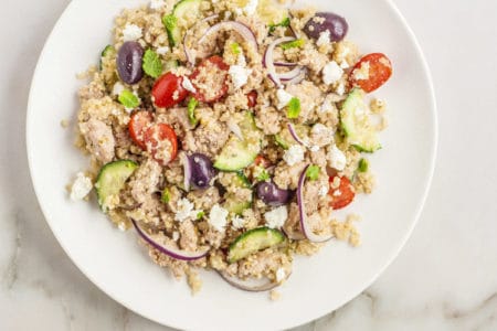 Cucumber Quinoa Salad With Ground Turkey, Olives, Feta Cucumber Quinoa Salad With Ground Turkey, Olives, Feta