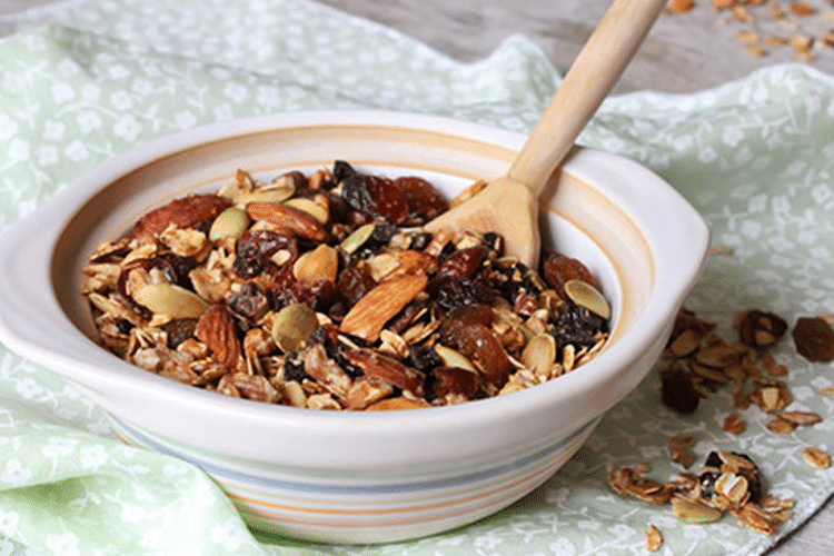 Homemade Breakfast Cereal with Nuts and Honey