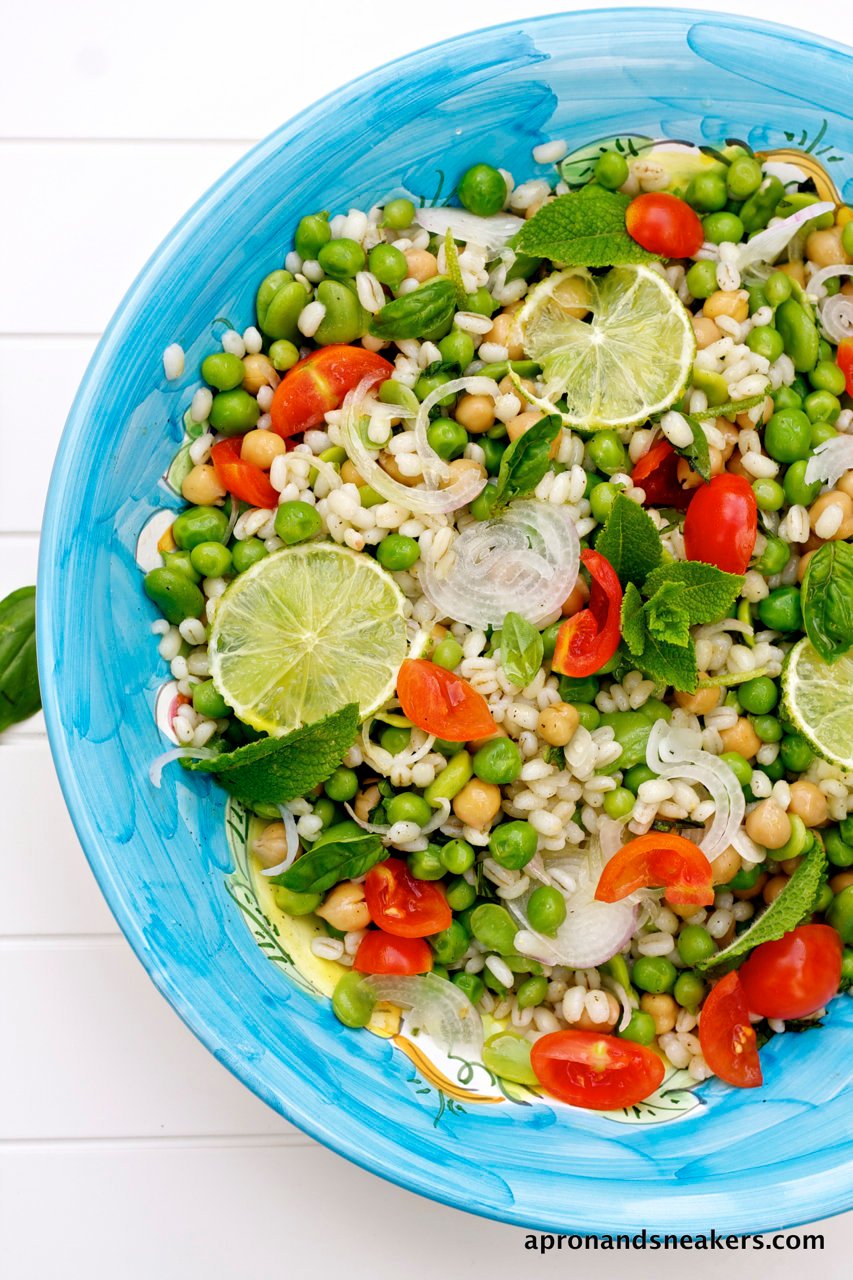 Barley Salad with Chickpeas, Fava Beans & Peas