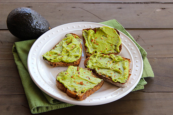 Avocado with Lemon Juice, Crushed Red Pepper Flakes, and Salt