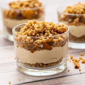 close up of no-bake mini apple cheesecakes
