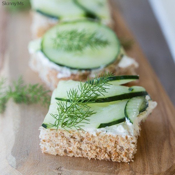 Cucumber, Dill, and Cream Cheese Sandwiches on Wheat Toast Recipe