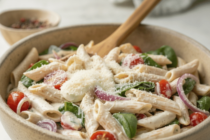 healthy greek yogurt pasta salad