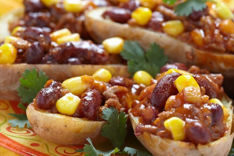 Chili-Stuffed Potato Skins