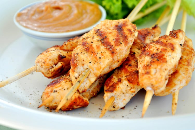 Grilled Chicken Skewers with Peanut Sauce