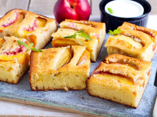Corn Bread Cake With Fresh Nectarines
