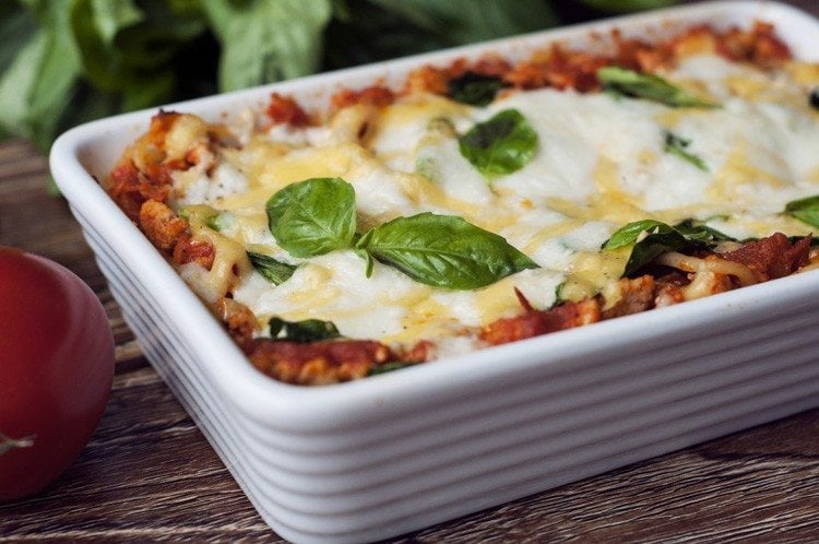 healthy rainy day recipes: spaghetti bolognese cheesy spinach casserole