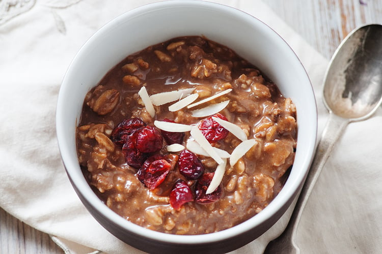 A decadent dark chocolate pumpkin oatmeal that tastes like dessert!