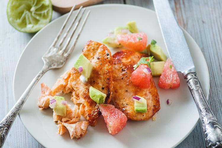 Broiled Salmon with Avocado Grapefruit Salsa