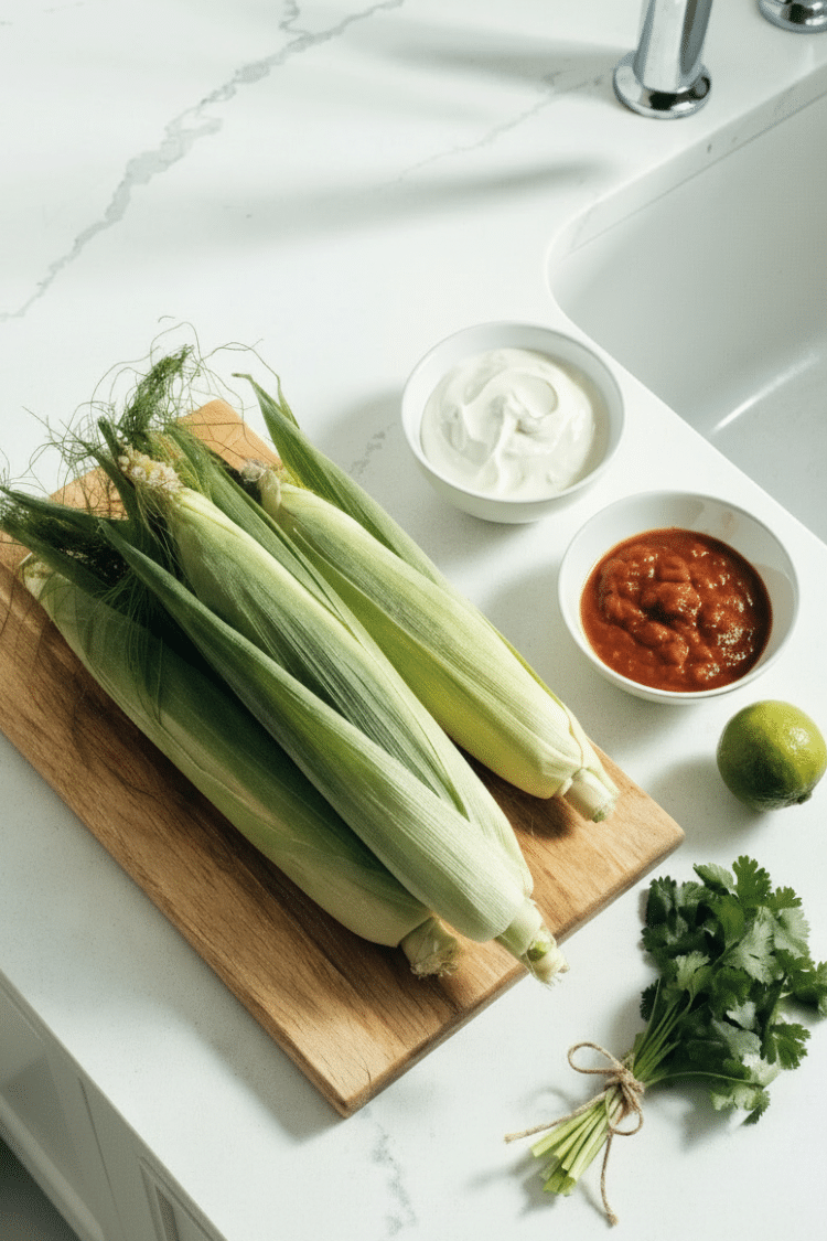 main ingredients needed for making this corn on the cob with chipotle sauce