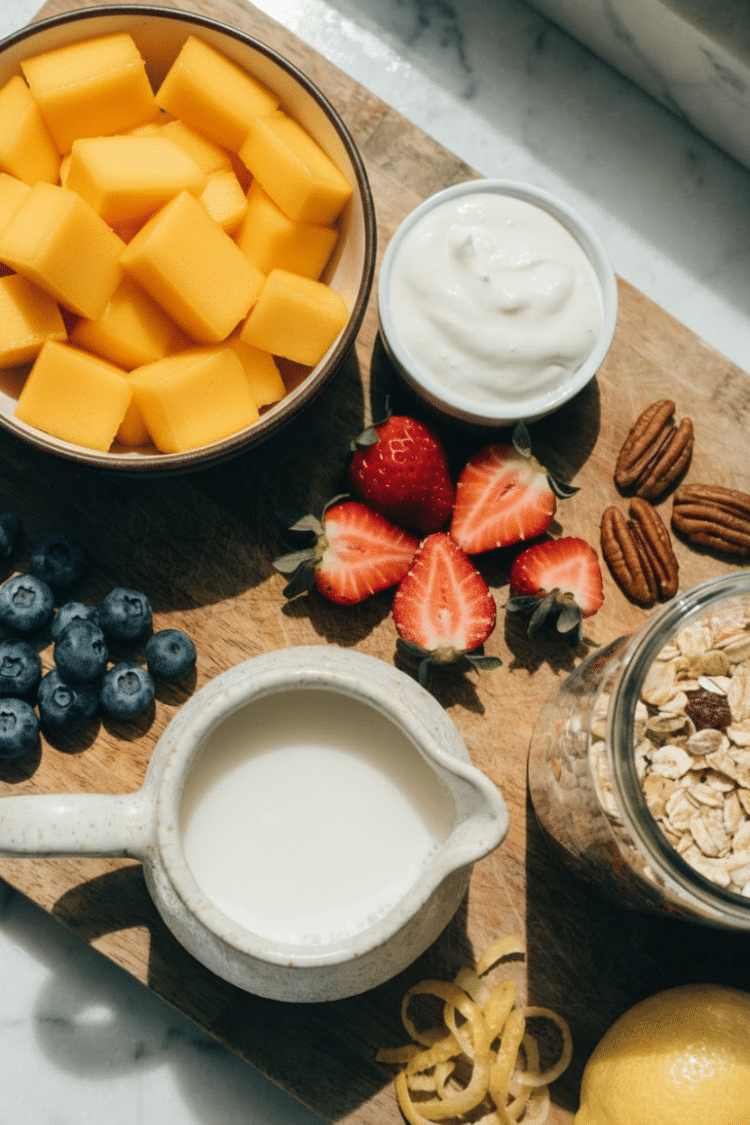 ingredients for making mango parfait