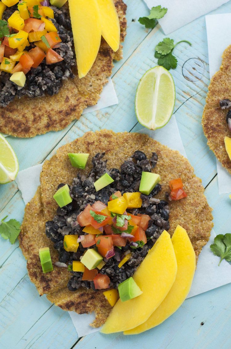 gluten-free mango and black bean tacos
