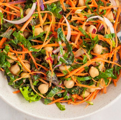 Spicy Kale Salad with Chickpeas & Maple Dijon Dressing Spicy Kale Salad with Chickpeas & Maple Dijon Dressing