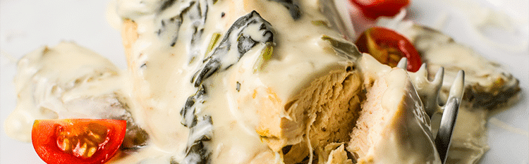Slow cooker spinach artichoke chicken, one of the most delicious slow cooker meals!