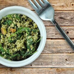 herbed couscous with arugula and pistachios