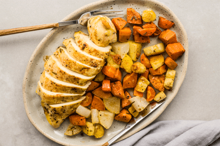 One-Pan Rosemary Chicken and Root Vegetables One-Pan Rosemary Chicken and Root Vegetables