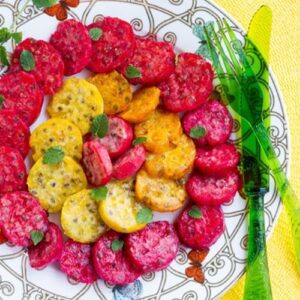 Prickly Pear Salad with Pomegranate Syrup