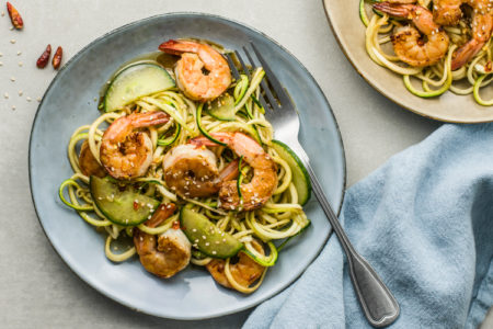 cold sesame shrimp zoodles Cold Sesame Shrimp Zoodles