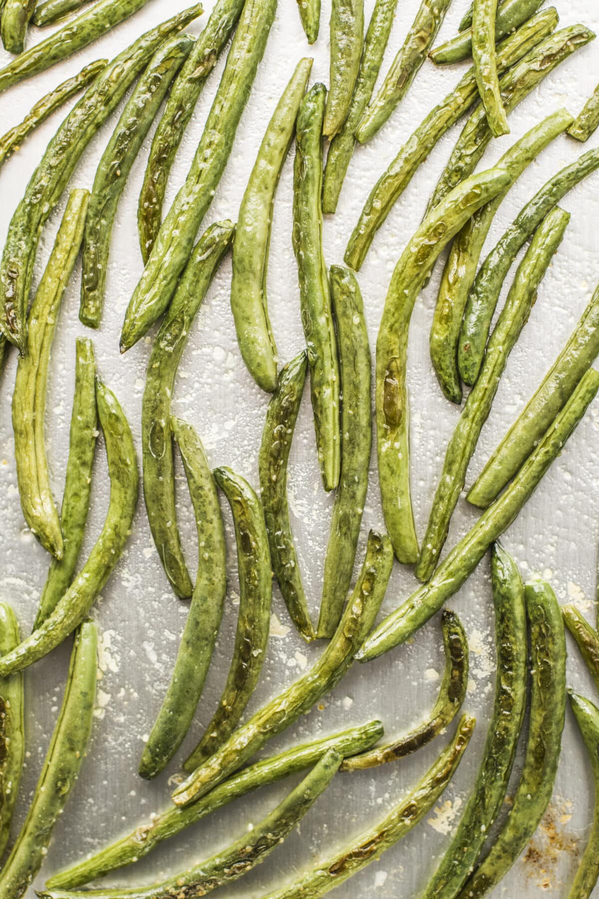 crispy green beans on pan
