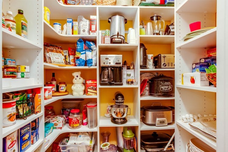pantry full of food and appliances
