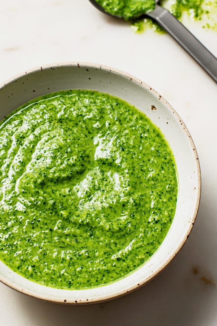 vegan nut-free garlic basil pesto