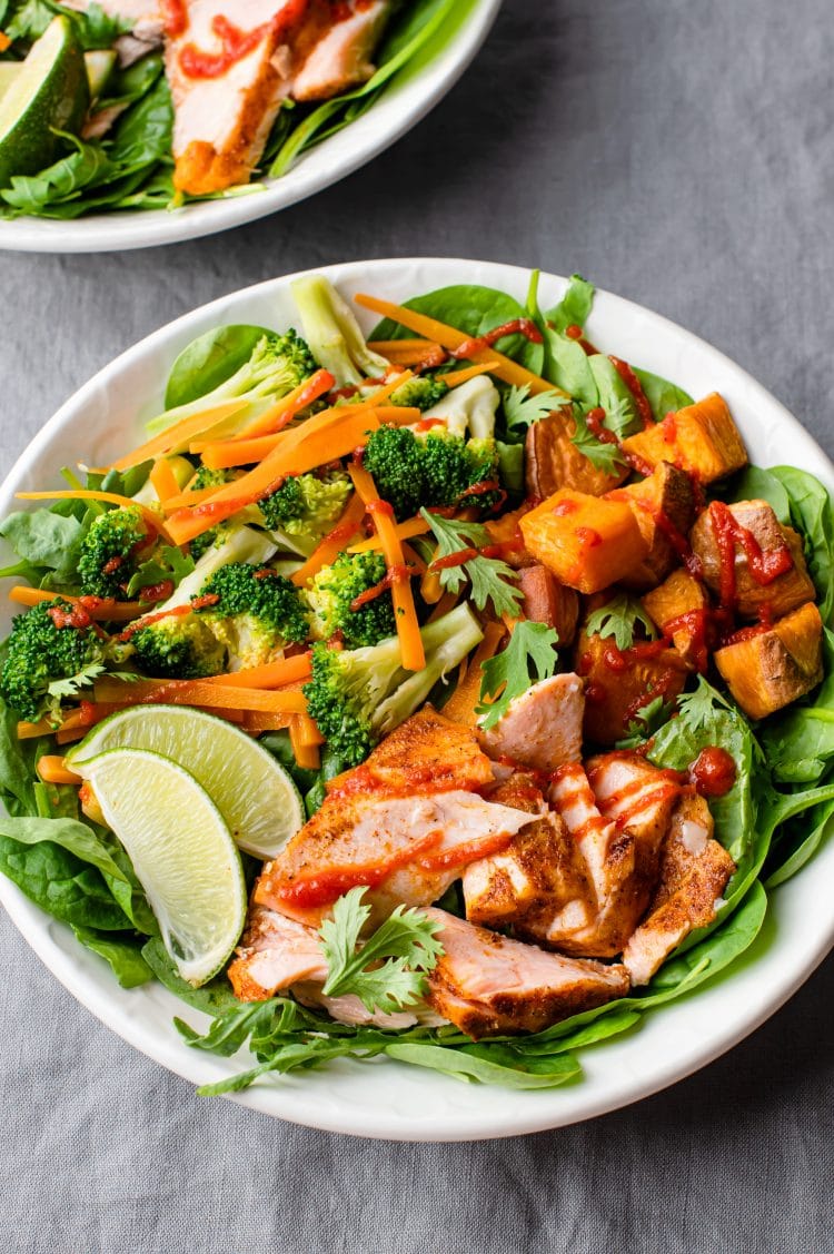salmon sriracha power bowl