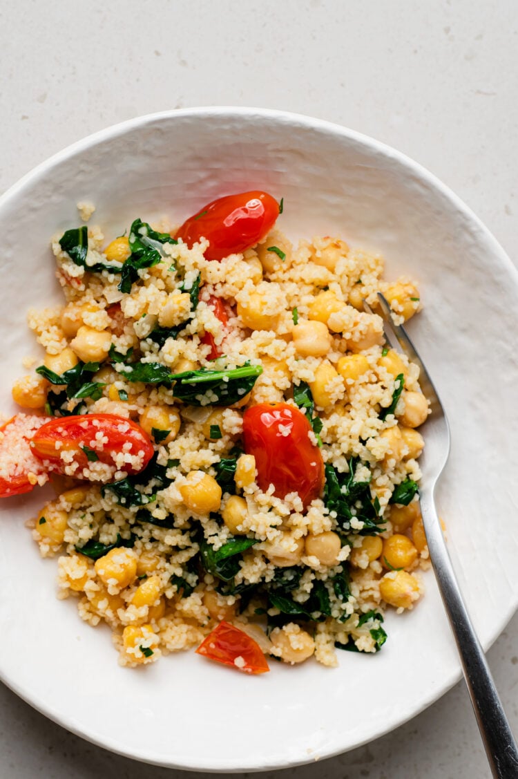 Chickpea Couscous with Spinach and Tomatoes