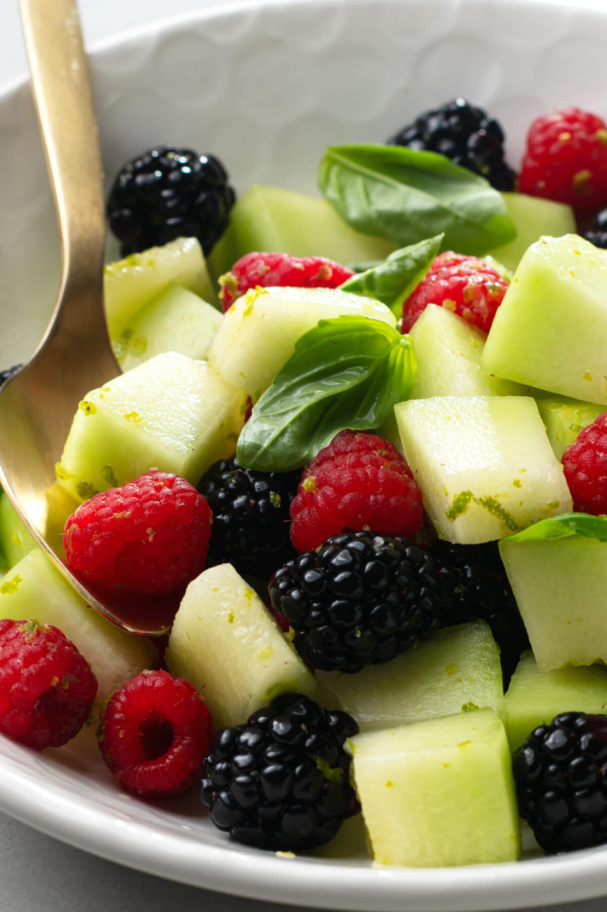 Enjoy this lime and basil fruit salad as a side dish at breakfast, or a wuick and healthy afternoon snack.