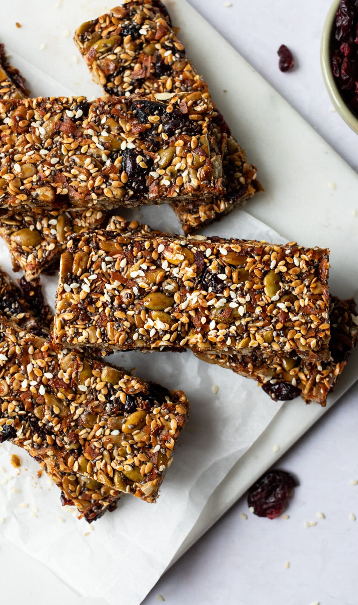 seed bars on a white plate