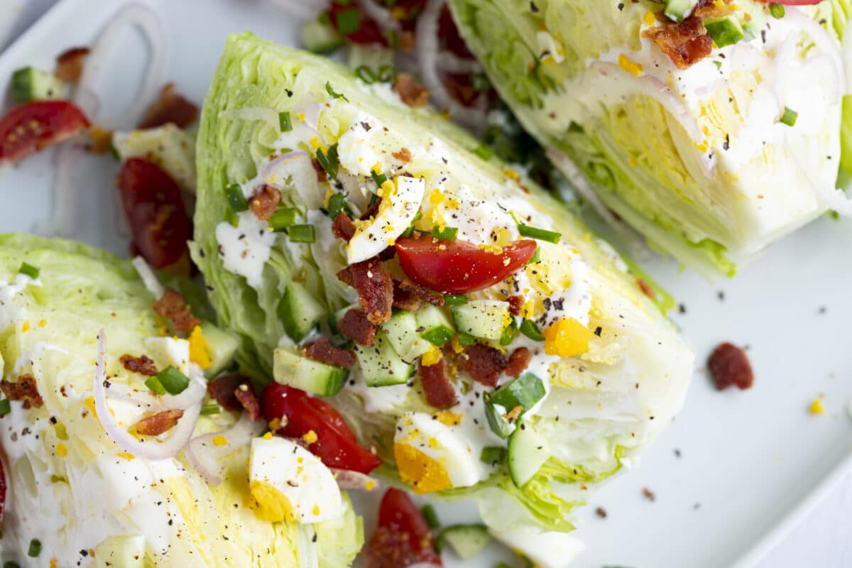 healthy wedge salad with iceberg lettuce