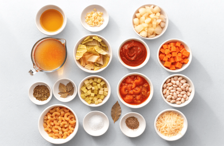ingredients for making this minestrone soup recipe