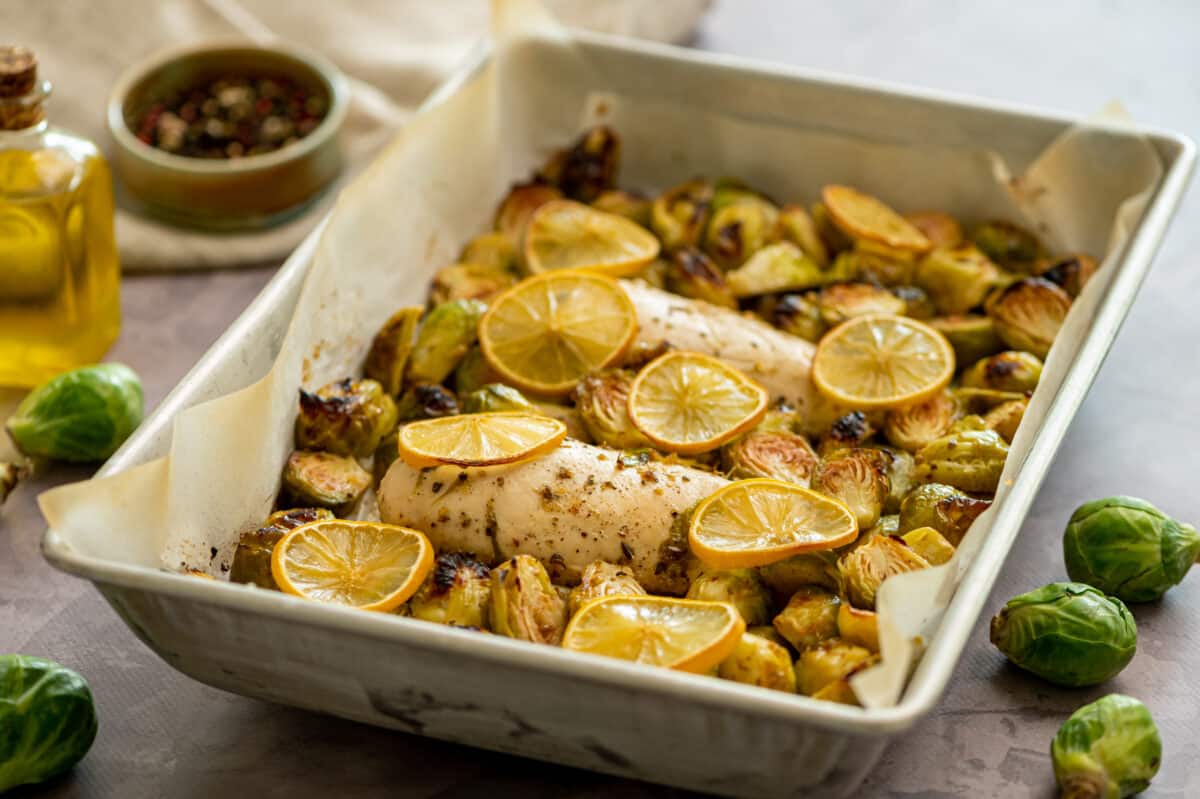 Lemon Garlic Chicken with Brussels Sprouts