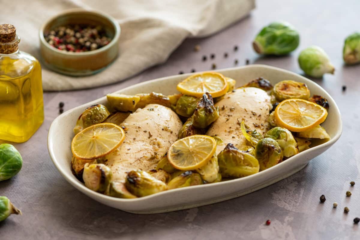 Lemon Garlic Chicken with Brussels Sprouts