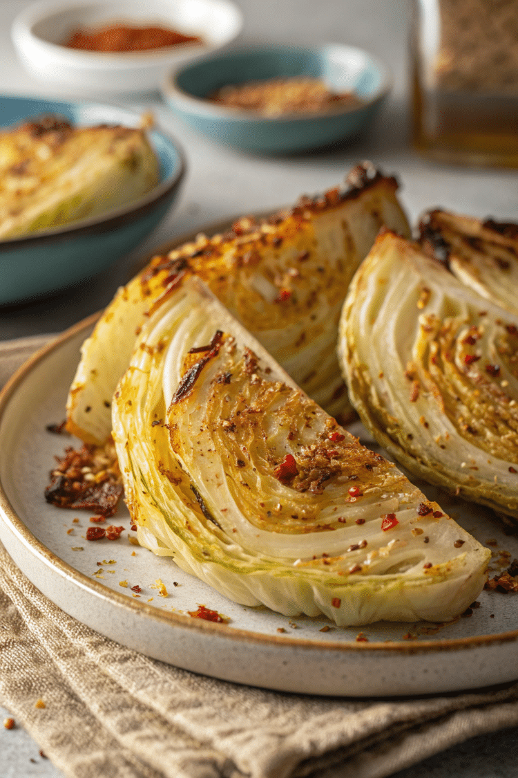 spicy roasted cabbage wedges