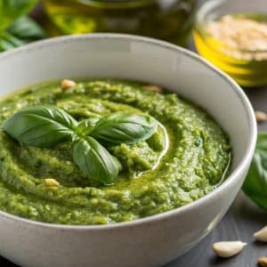 Mediterranean Basil Pesto close-up