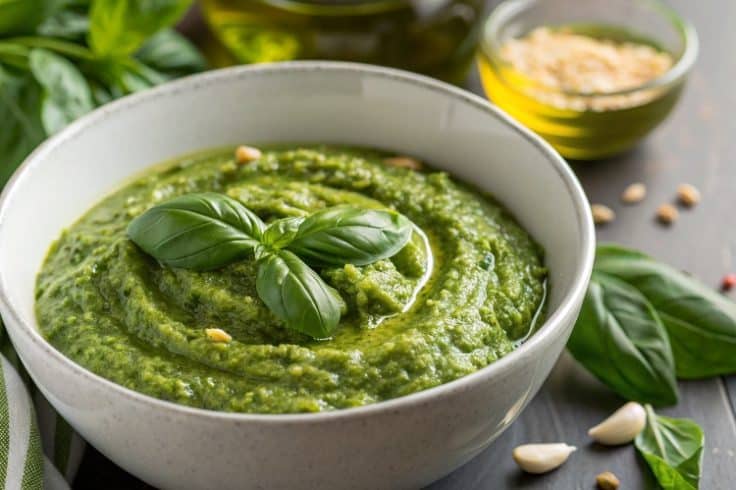 Mediterranean Basil Pesto close-up