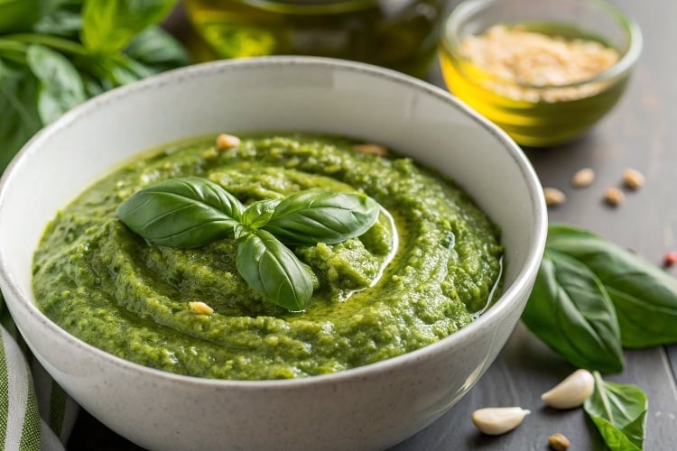 Mediterranean Basil Pesto close-up