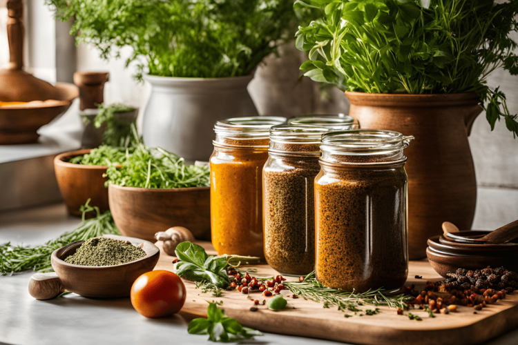 homemade marinade in jars