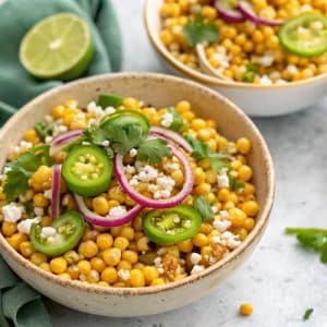 Easy Mexican street corn salad in bowls