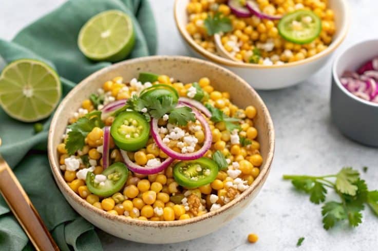 Easy Mexican street corn salad in bowls