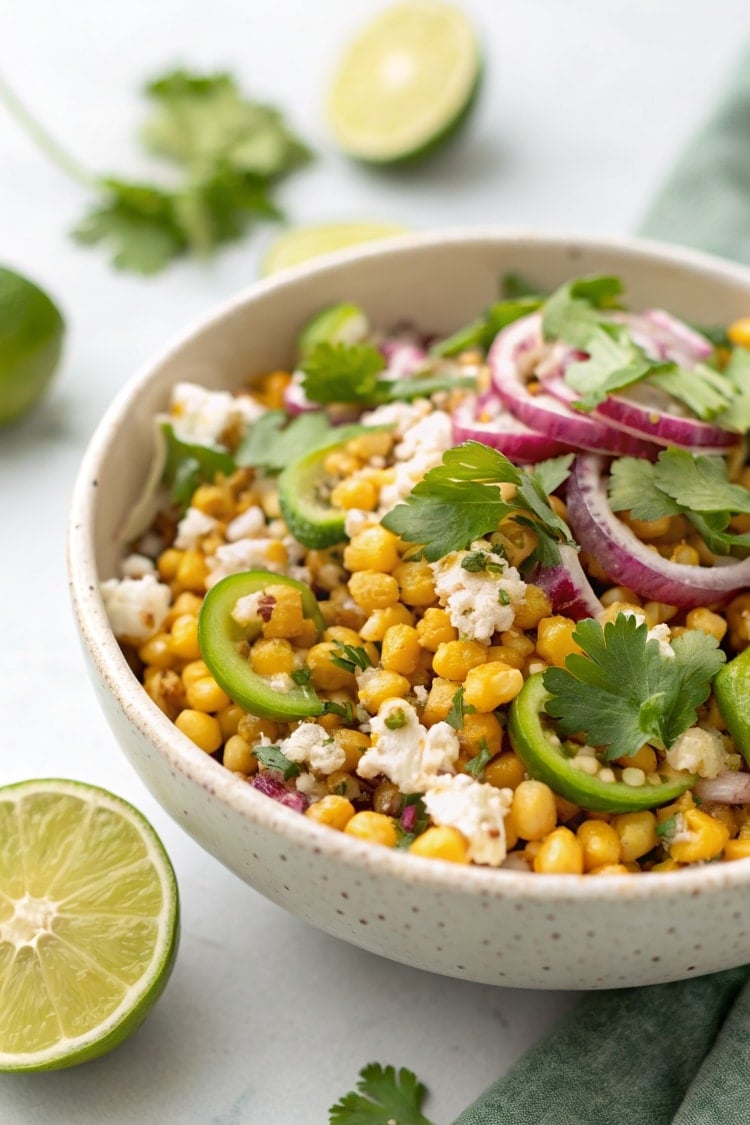 close up of Mexican street corn salad