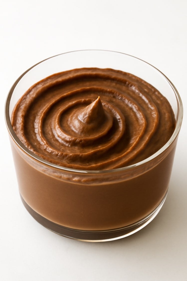 Perfectly smooth and healthy avocado mousse with cocoa powder.