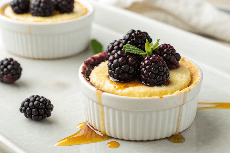 close up   of mini blackberry cheesecake