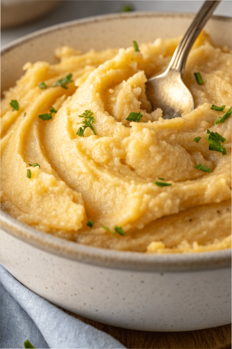 recipe in a bowl with a serving spoon