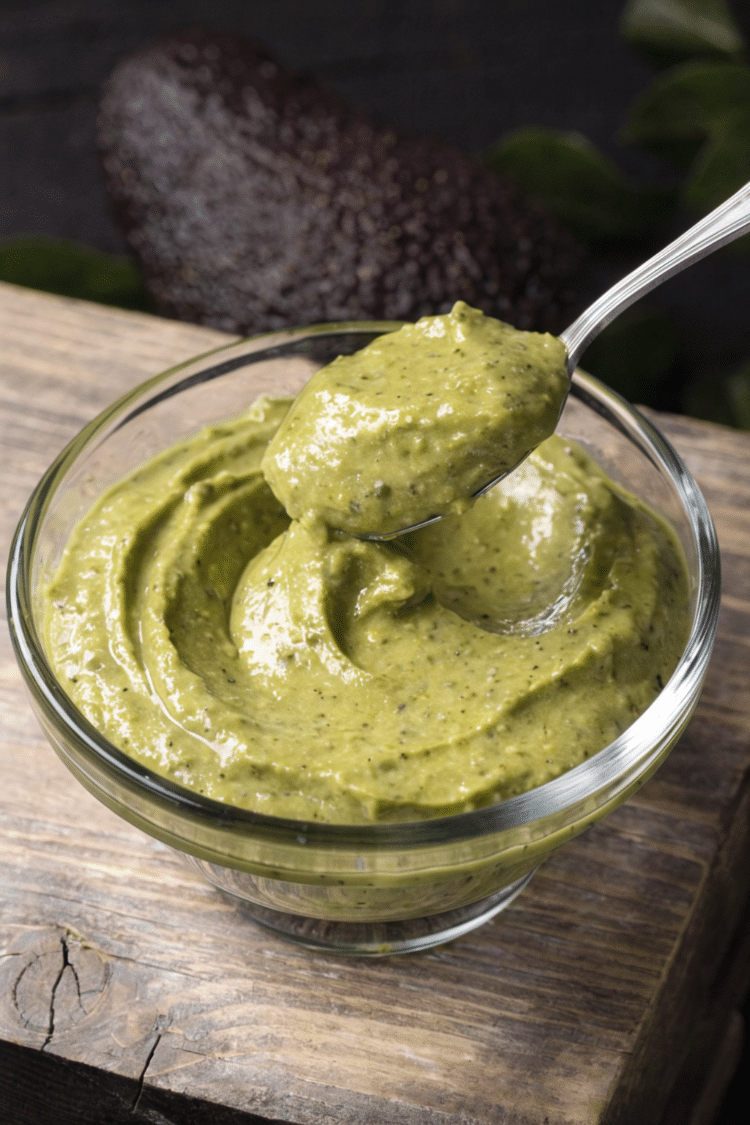 avocado spread in a mixing bowl