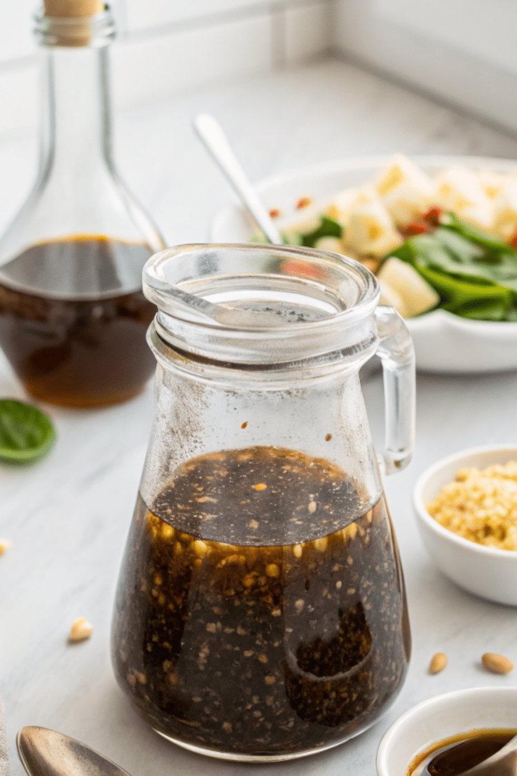 close up of balsamic dressing