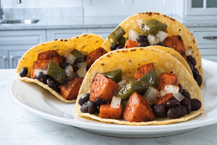 close up of open taco